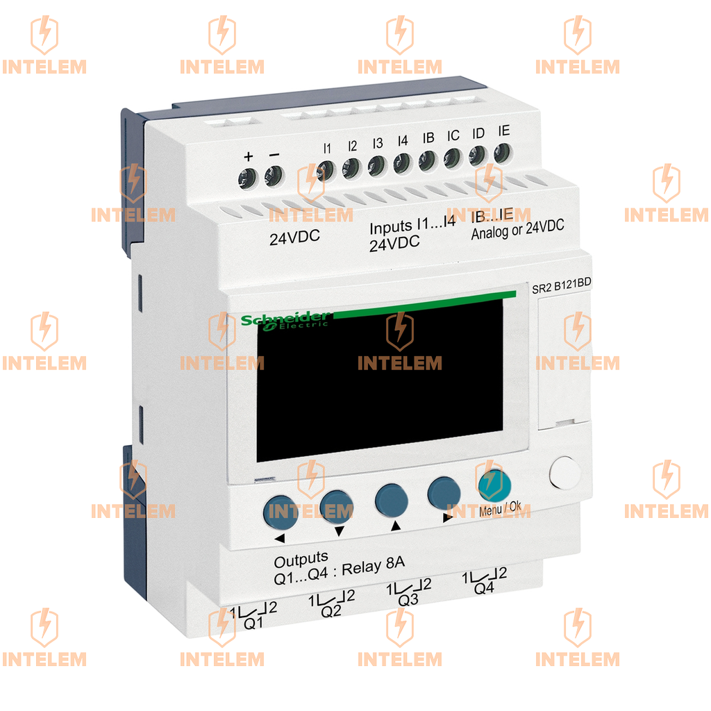 SR2B121BD RELÉ INTELIGENTE ZELIO LOGIC 12 E/S 24VCC CON RELOJ Y PANTALLA SCHNEIDER ELECTRIC