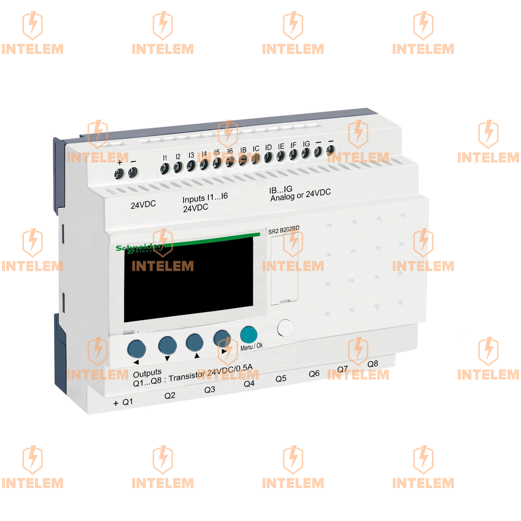 SR2B202BD RELÉ INTELIGENTE COMPACTO 20 E/S 24VCC RELOJ PANTALLA ZELIO LOGIC SCHNEIDER ELECTRIC