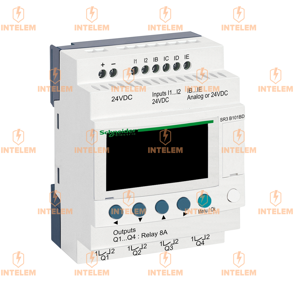 SR3B101BD RELÉ INTELIGENTE MODULAR ZELIO LOGIC 10 E/S 24VCC CON RELOJ Y PANTALLA SCHNEIDER ELECTRIC