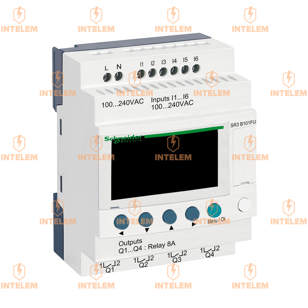 SR3B101FU RELÉ INTELIGENTE MODULAR ZELIO LOGIC 10 E/S 100-240VCA CON RELOJ Y PANTALLA SCHNEIDER ELECTRIC
