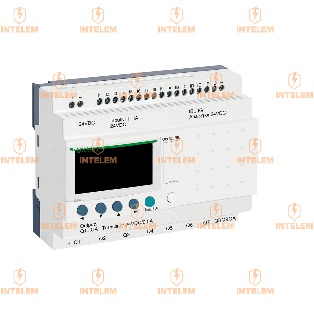 SR3B262BD RELÉ INTELIGENTE MODULAR 26E/S 24VCC C/RELOJ Y PANTALLA ZELIO LOGIC SCHNEIDER ELECTRIC