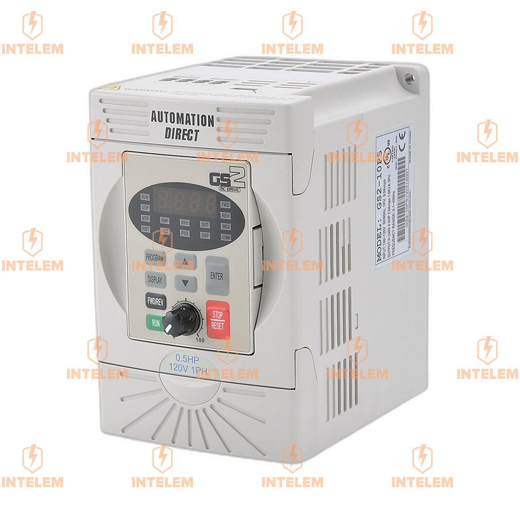 GS2-10P5 VARIADOR MONOFASICO INPUT 100-120V 50/60HZ 9A, OUT 3F 0-240V 0.5HP 2.5A 0.1 A 400HZ AUTOMATION DIRECT