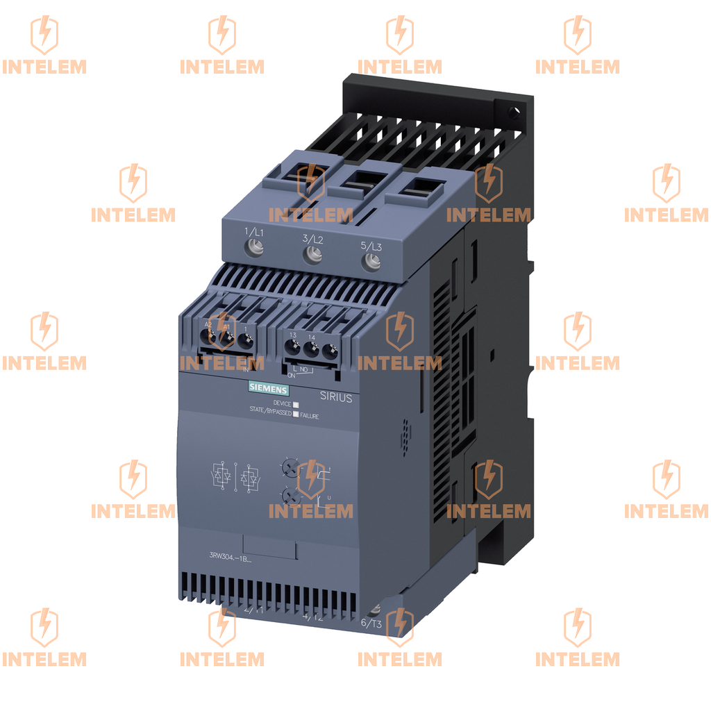 3RW3047-1BB14 ARRANCADOR SUAVE SIRIUS T. S3, 106 A, 55 KW/400 V, 40°C200-480VAC 3RW30471BB14 SIEMENS