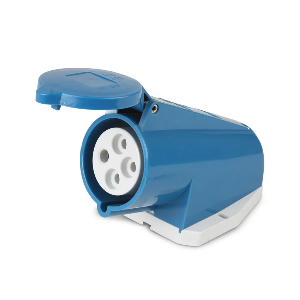 838 ENCHUFE EMPOTRABLE 32A, 3P+T, 250V, AZUL, 9H, IP44--MENNEKES