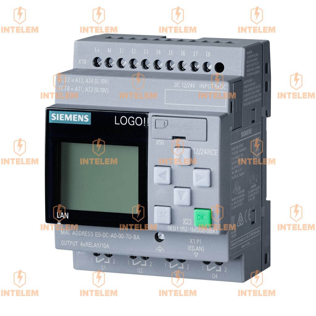 6ED1052-1MD08-0BA1 LOGO! 12/24RCE, MOD. LOGICO, DISPLAY, 12/24VDC, 8DI (4AI DE 0-10V),4DO RELE --SIEMENS