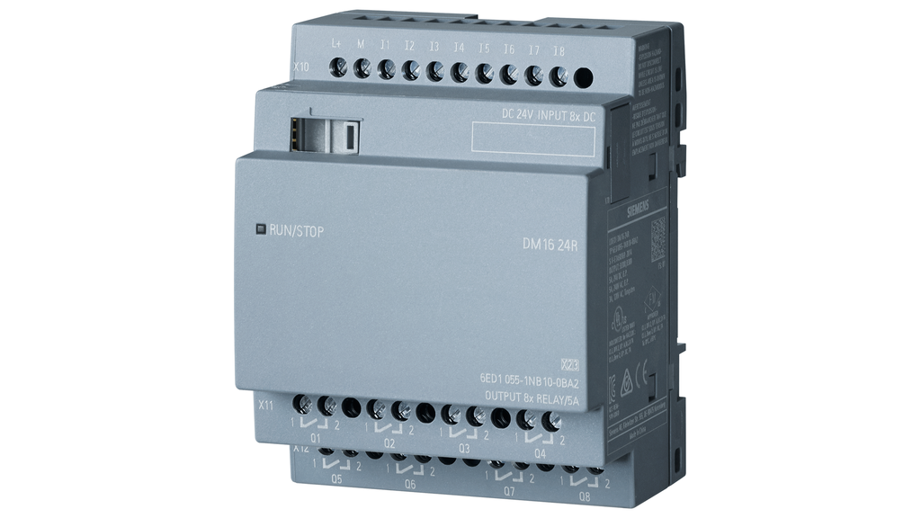 MODULO AMPL. LOGO! DM16 24R, FA/E/S: DC 24V/DC 24V/RELE, 8 DI/8 DO, 4TE PARA LOGO! 8 --SIEMENS