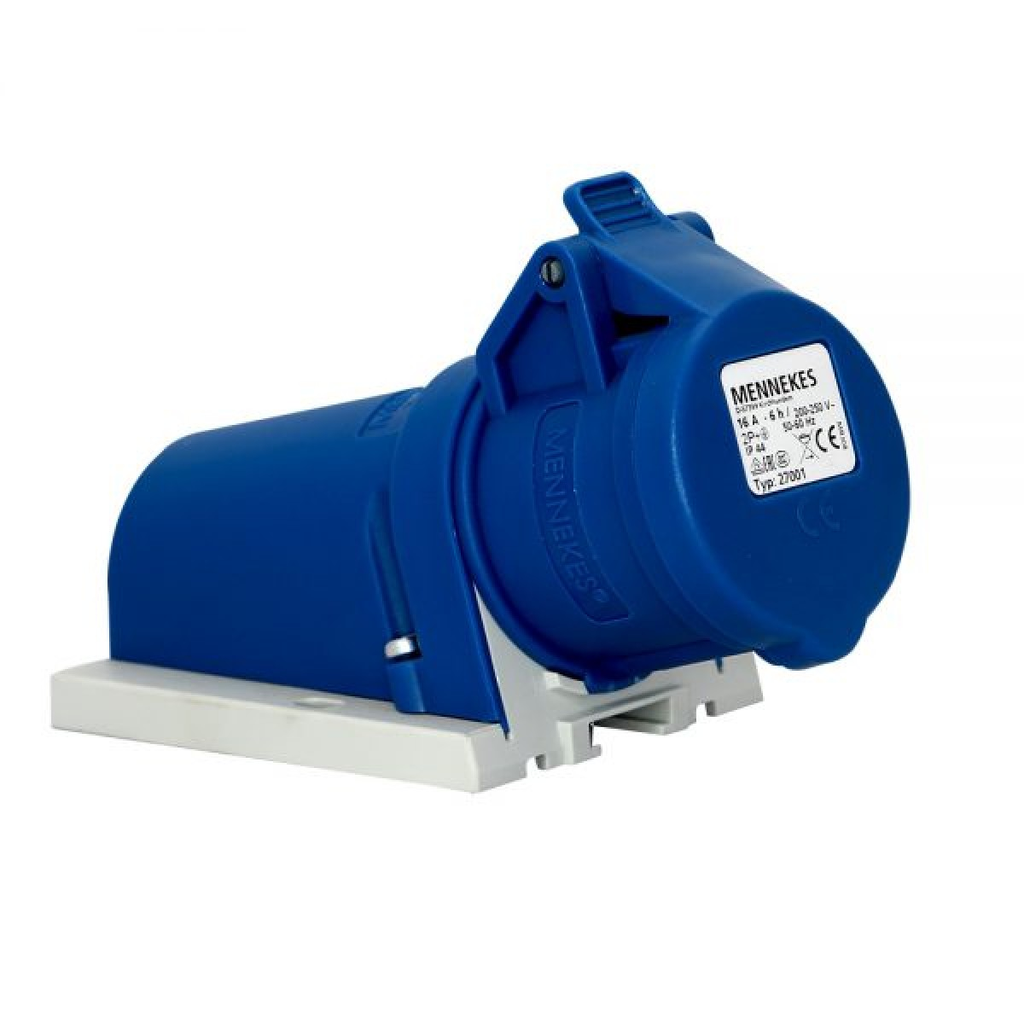 27001 TOMA VISIBLE 16A 2P+T 250V AZUL 6H IP44, MENNEKES