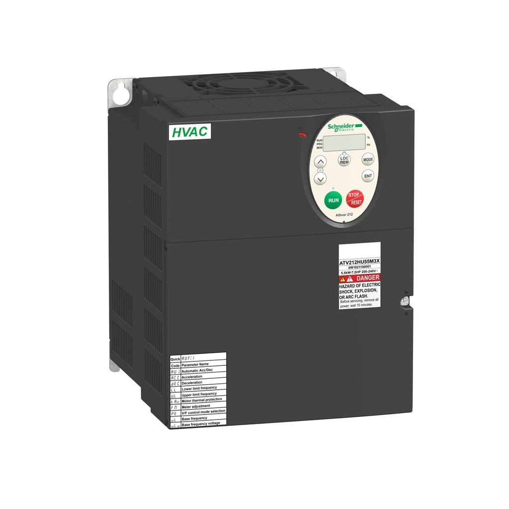 VARIADOR DE VELOCIDAD ATV212 - 5.5KW - 7.5HP - 240V - 3PH - SIN EMC - IP21--SCHNEIDER